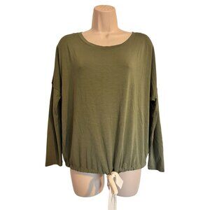 Eberjey Gisele Souchy Tie Waist Size XS Olive Green NWOT Stretchy Oversized Loun